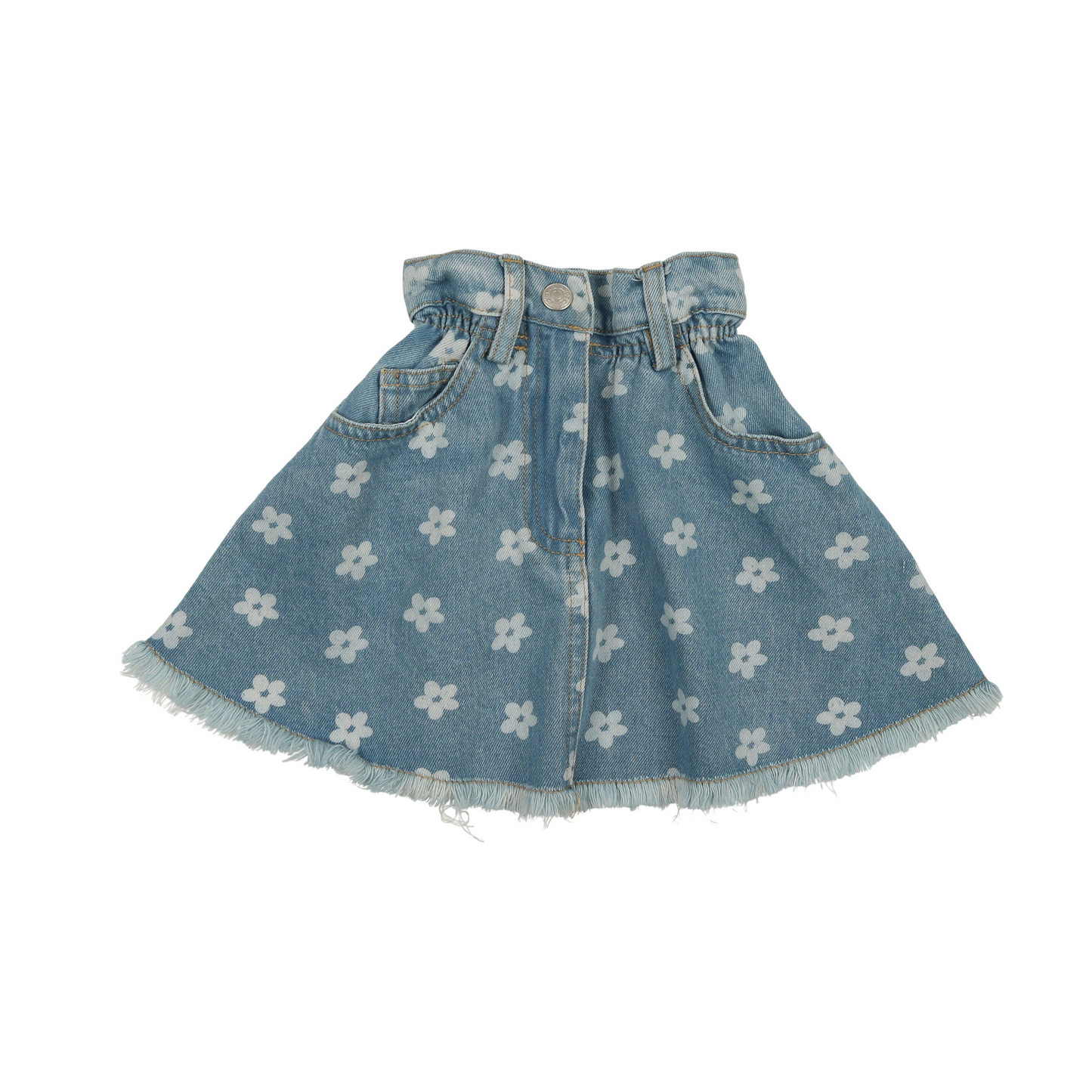 Bonjoy Printed Denim Flare Skirt