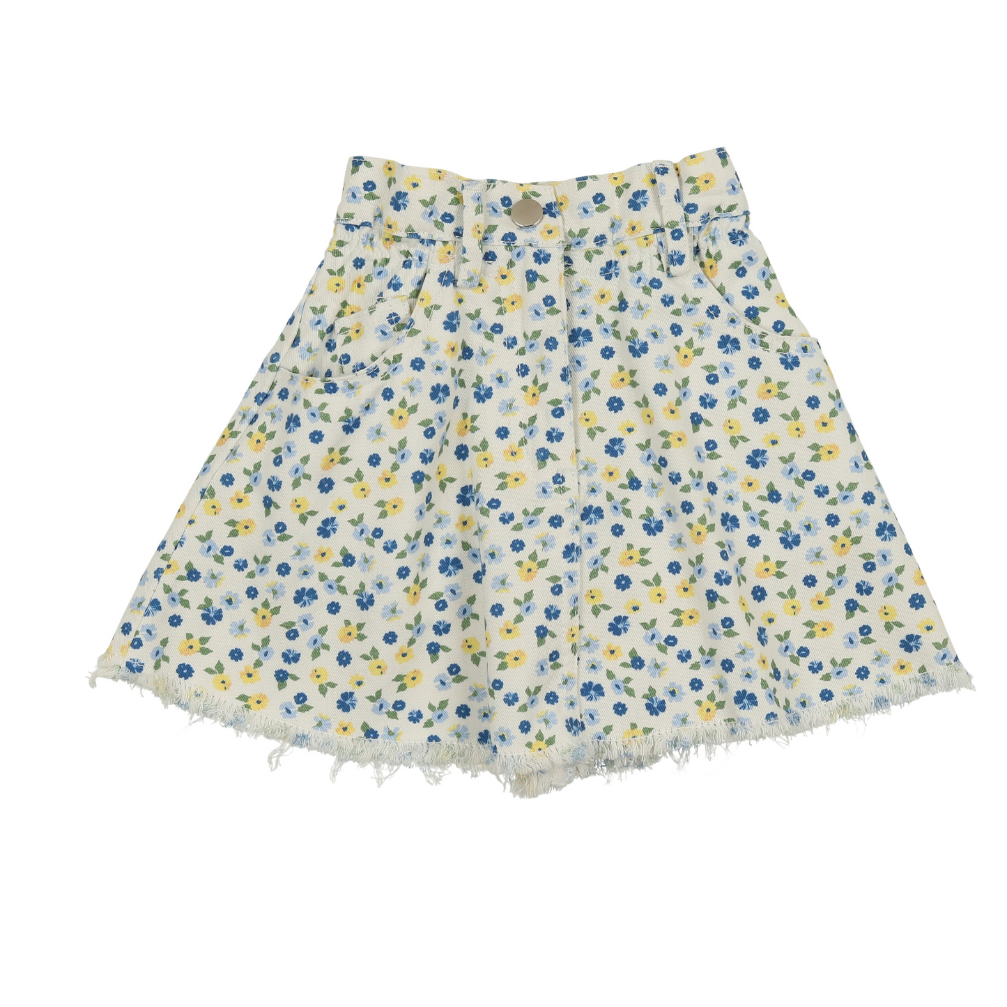 Bonjoy Printed Denim Flare Skirt