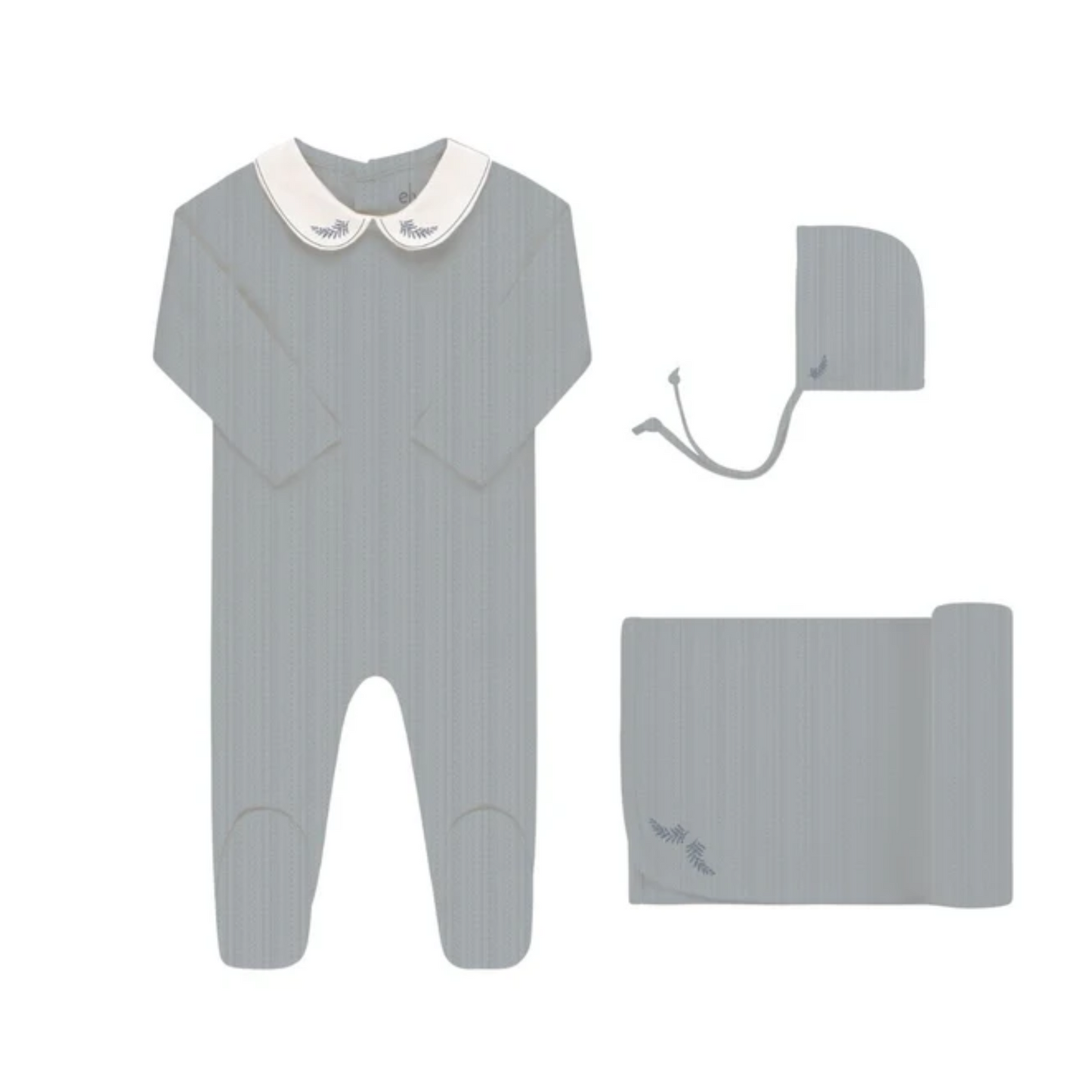Ely`s & Co Organic Embroidered Collar Boy Leaf Collection 3Pc Set