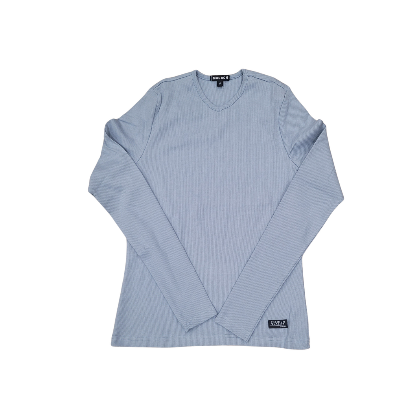 Malach Ribbed Solid V-Neck Tee