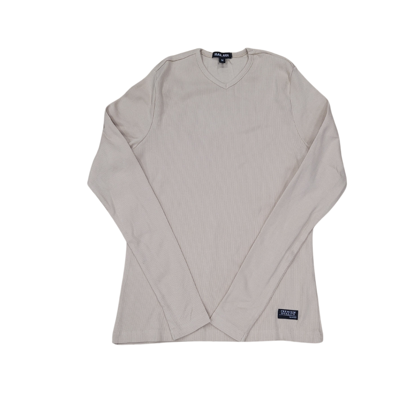 Malach Ribbed Solid V-Neck Tee