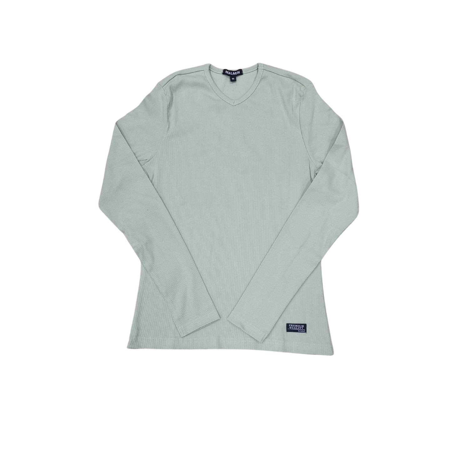 Malach Ribbed Solid V-Neck Tee