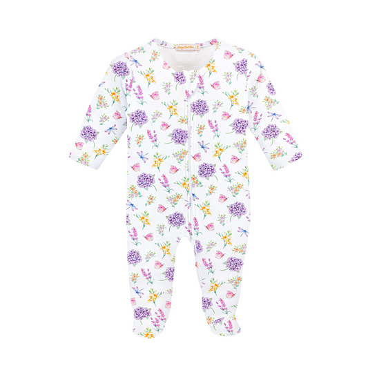 Baby Club Chic Butterfly Garden Printed Girl Zipped Footie