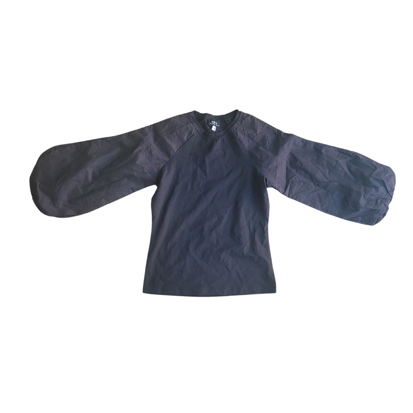 Kikio Jersey Girl Top With Cotton Woven Sleeves