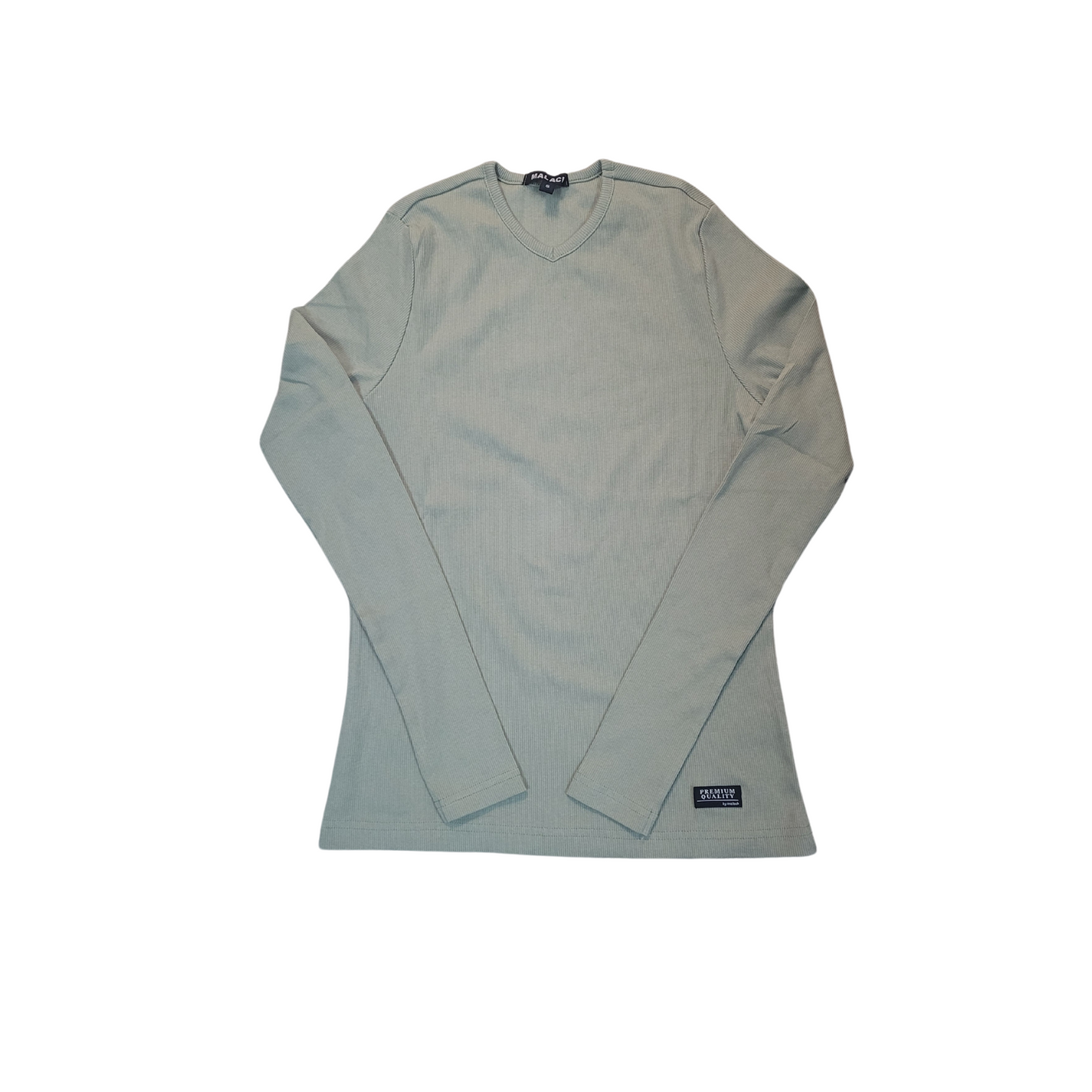 Malach Ribbed Solid V-Neck Tee