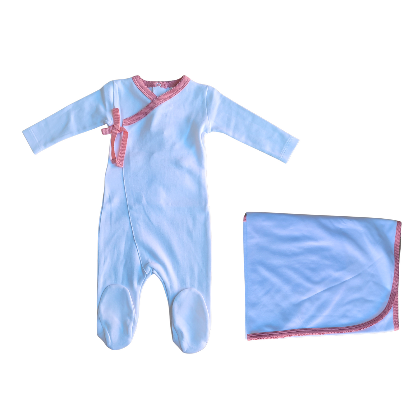 Tiptoe Baby Crossed Bow Girl Footie Set