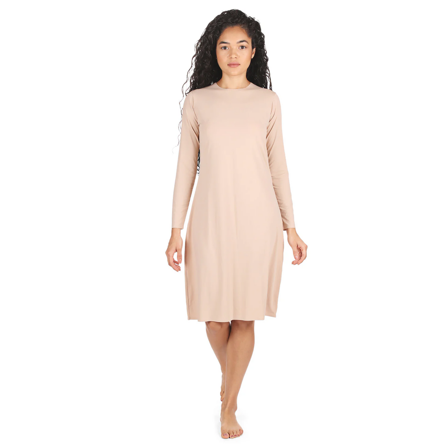 Collection Women`s Bonded Long Sleeve Slip Dress