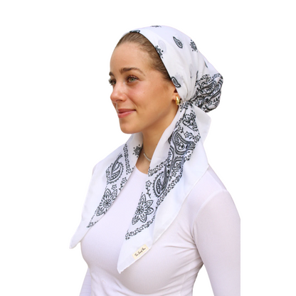 The Scarf Bar Short Classic Paisley With Velvet Grip Headscarf