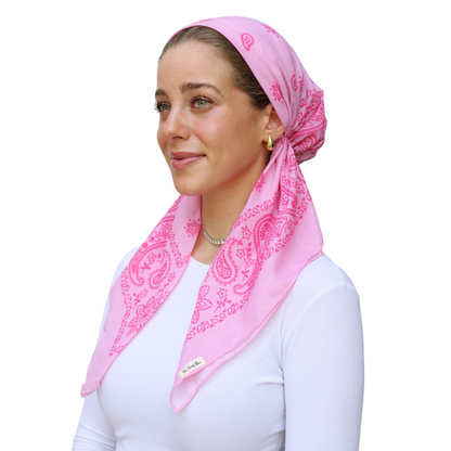 The Scarf Bar Short Classic Paisley With Velvet Grip Headscarf