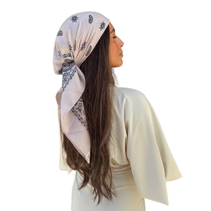 The Scarf Bar Short Classic Paisley With Velvet Grip Headscarf