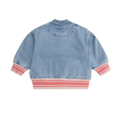 Huxbaby Dreamy Denim Strawberry Bomber Jacket