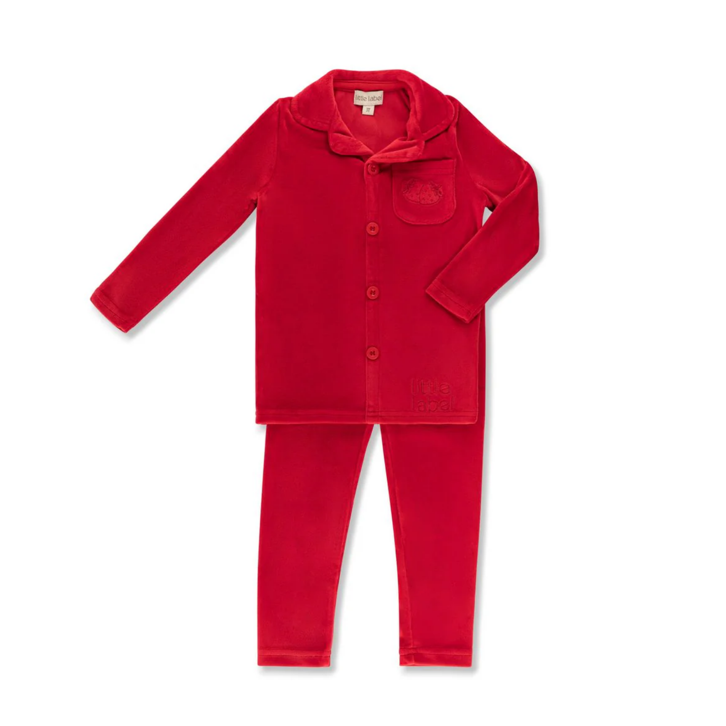Little Label Velour Pocket Embroidered Grandpa Pajama