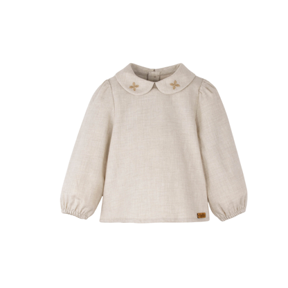 Popelin  Embroidered Baby Collar Shirt