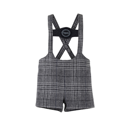 Popelin Plaid Woollen Short Dungarees