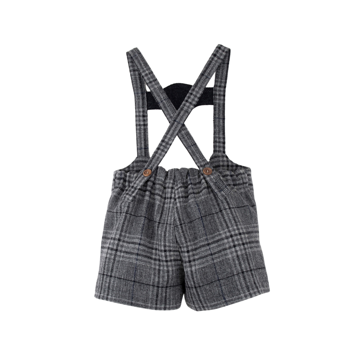 Popelin Plaid Woollen Short Dungarees