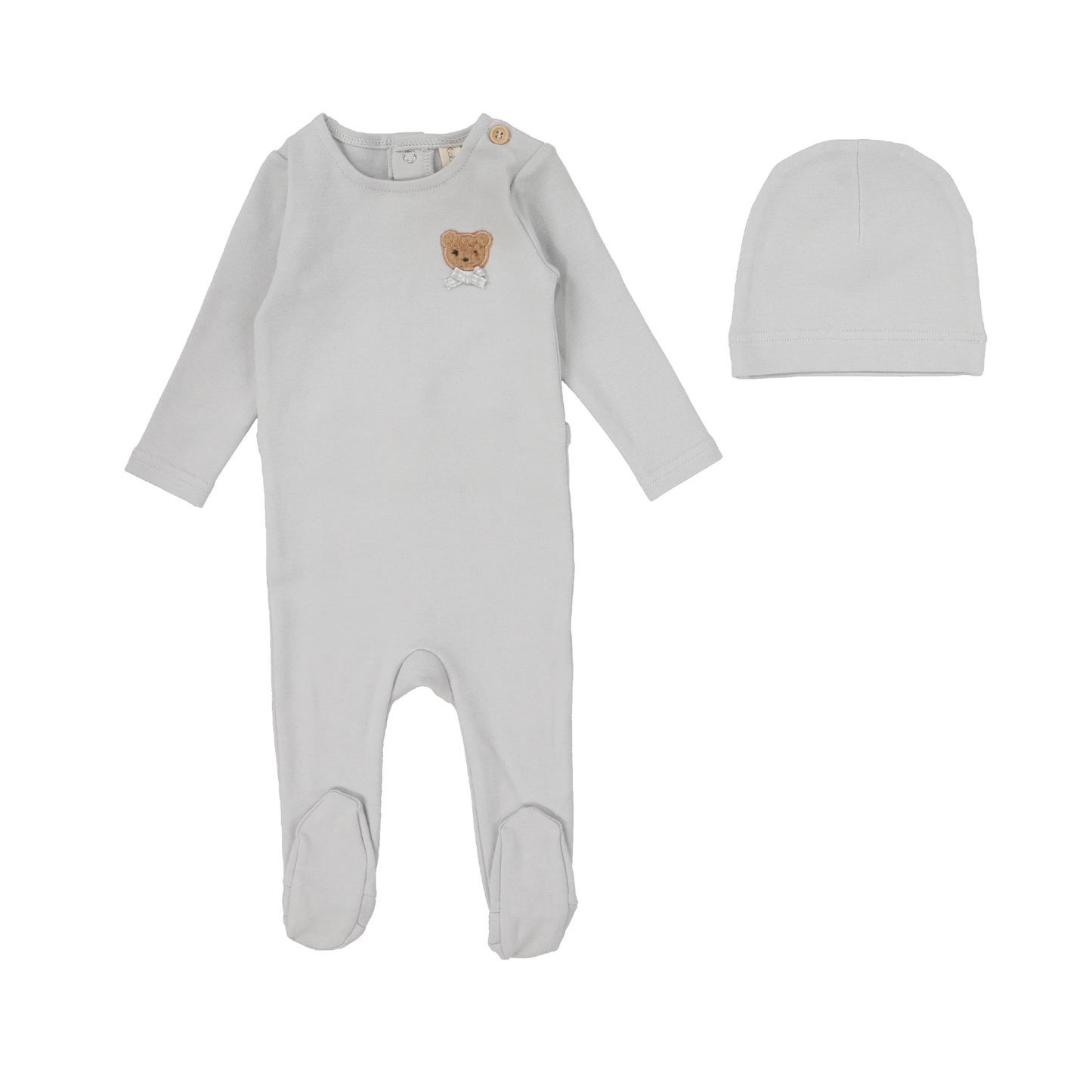 Lilette Bear Applique Footie Set