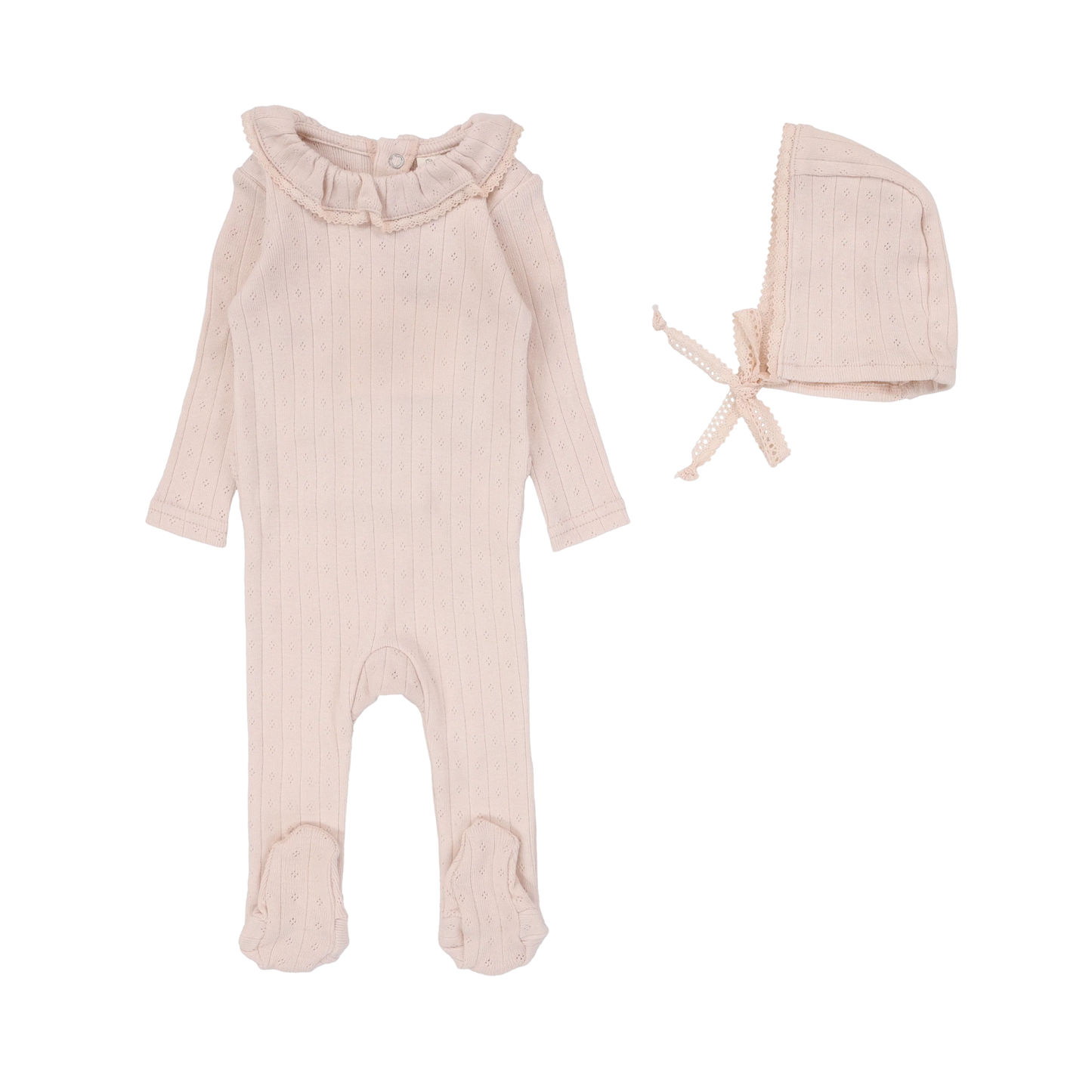 Lilette Fine Pointelle Collar Footie Set