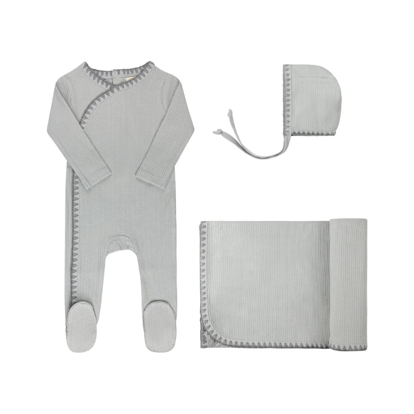 Ely`s & Co Boy Whip Stitch Footie Set
