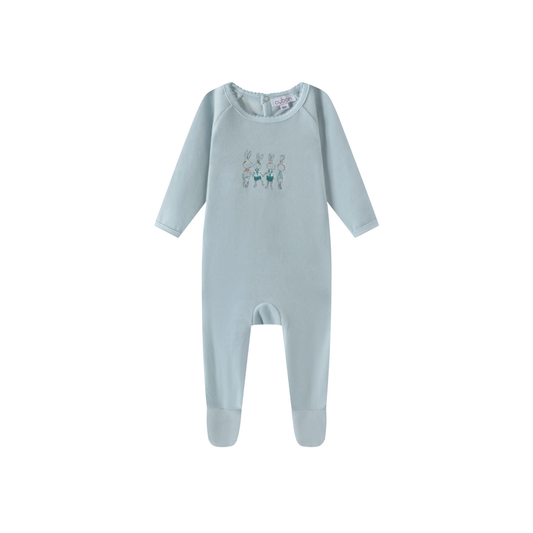 Oubon Velour Rabbit Print Footie