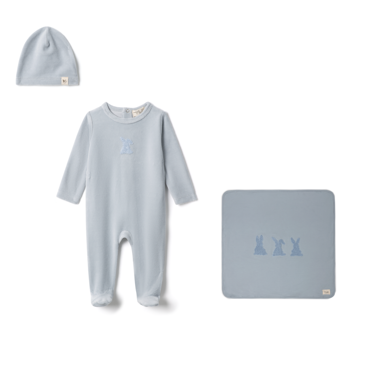 Bebe Bella Cotton Velour Stretchy With Bunnies Applique Set