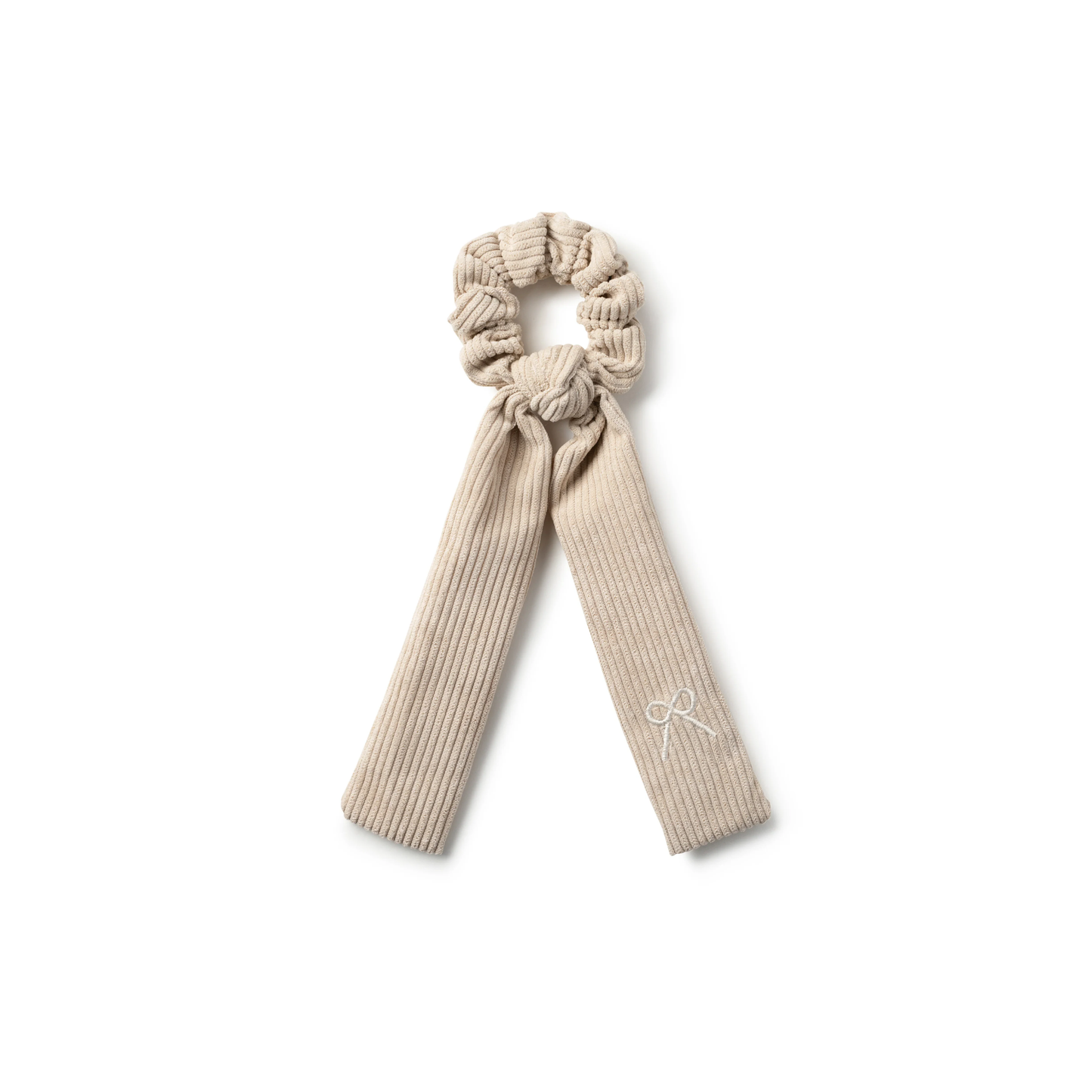 Halo Luxe Mia Corduroy Signature Logo Bow Long Tail Scrunchie