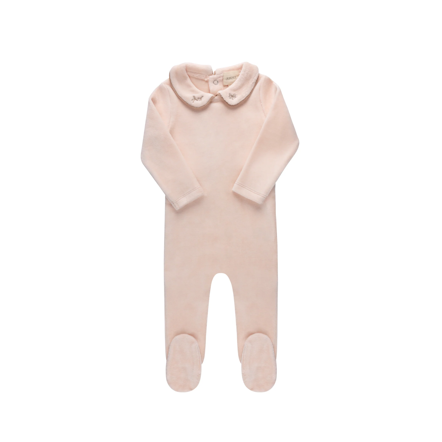 Aurora Girl Embroidered Velour Collar Footie