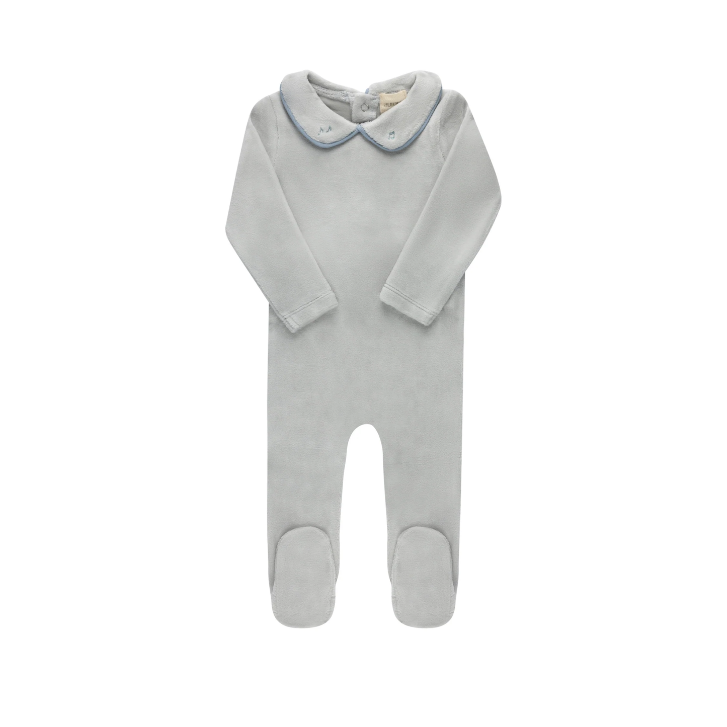 Aurora Boy Embroidered Velour Collar Footie