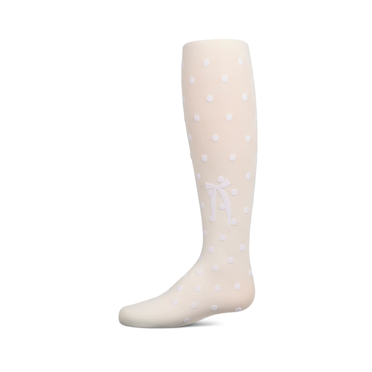 Memoi Polka Dot Bow Flocked Tights - MKF-4091