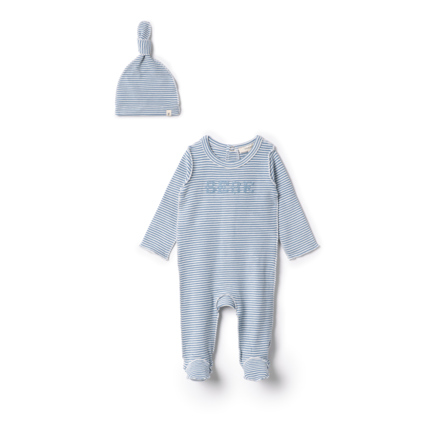 Fragile  Brushed Stripe Stretch Jesrsey Footie
