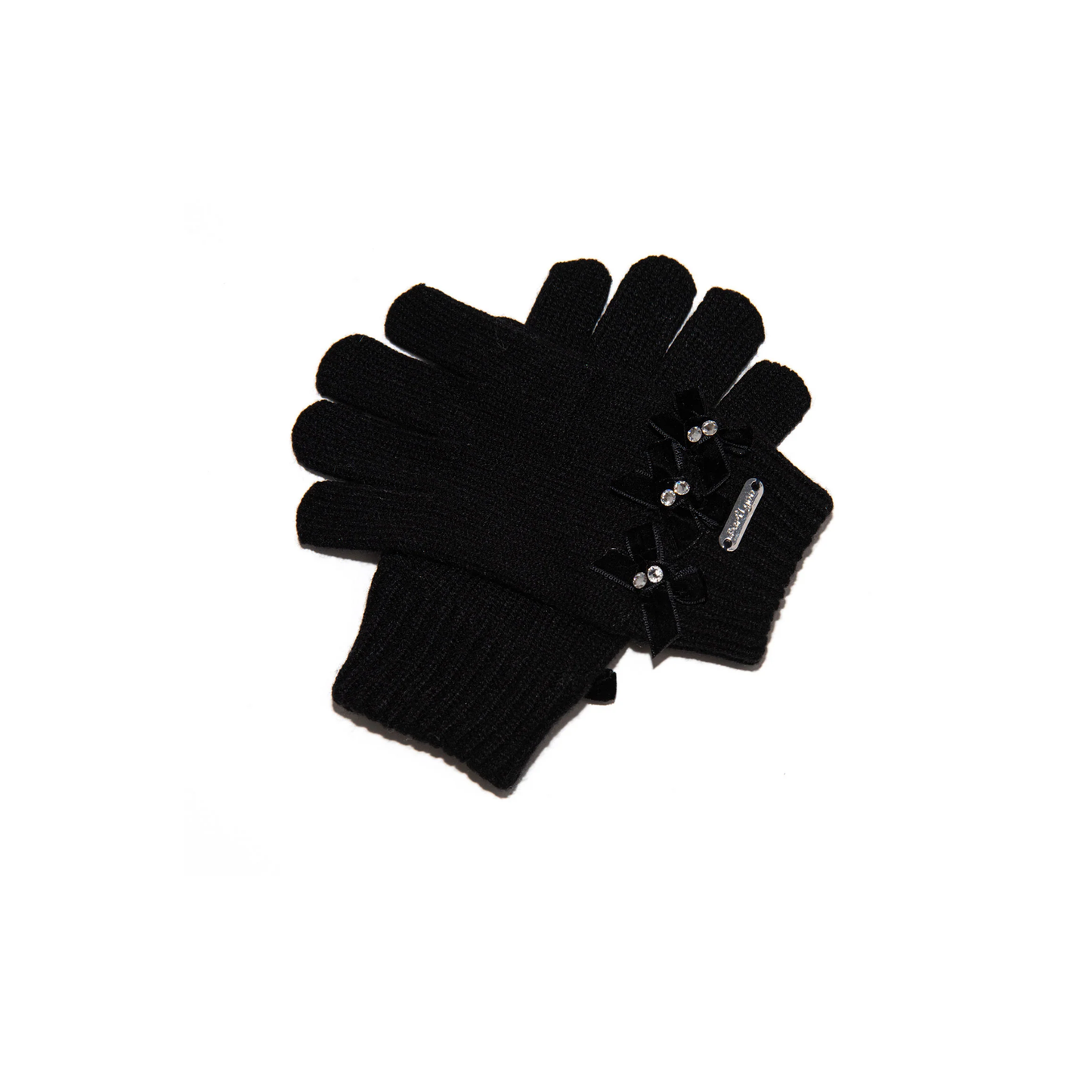 Bari Lynn Small Velvet Bow Winter Gloves