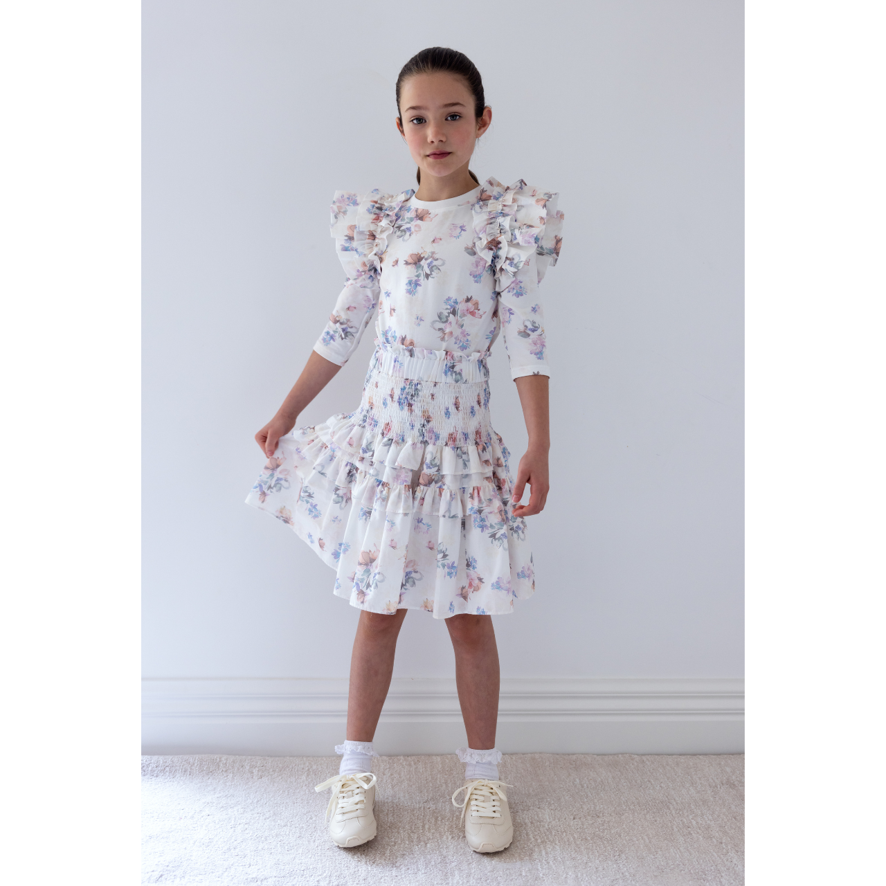 Steph The Label Flutter Floral Print Voile Skirt