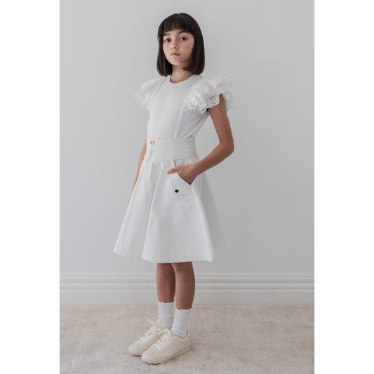Steph The Label White Wash Denim Fold back Pocket Denim Skirt
