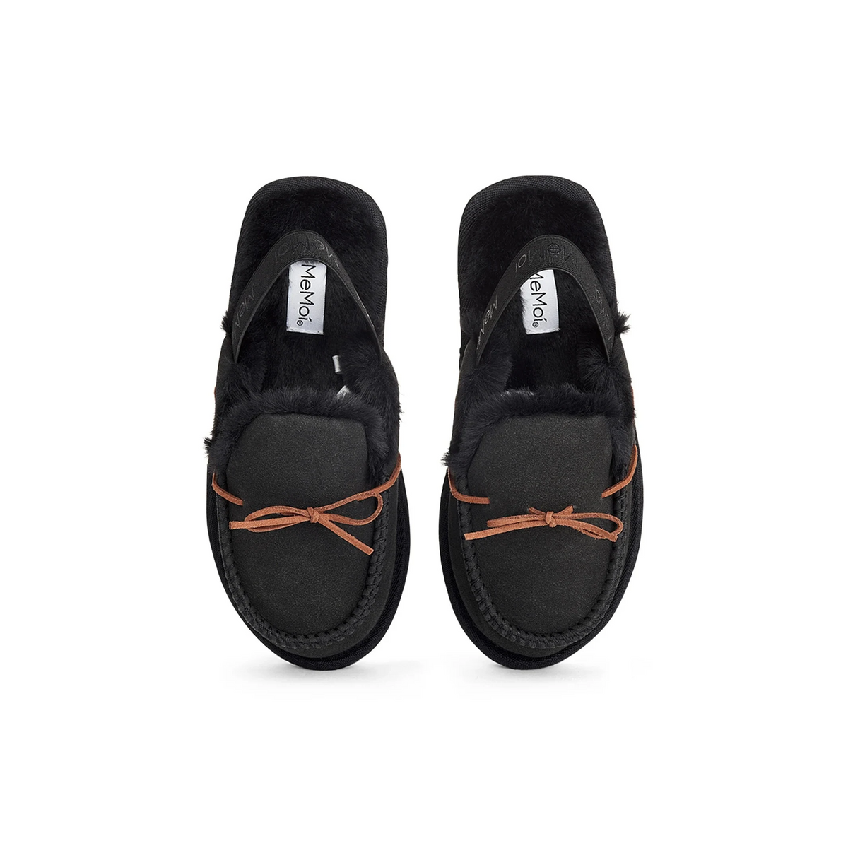 Memoi Black Suede Bow Slipper