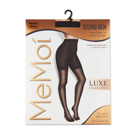 Memoi Womens Second Skin Power Shape 30 Semi Opaque Control Top Pantyhose