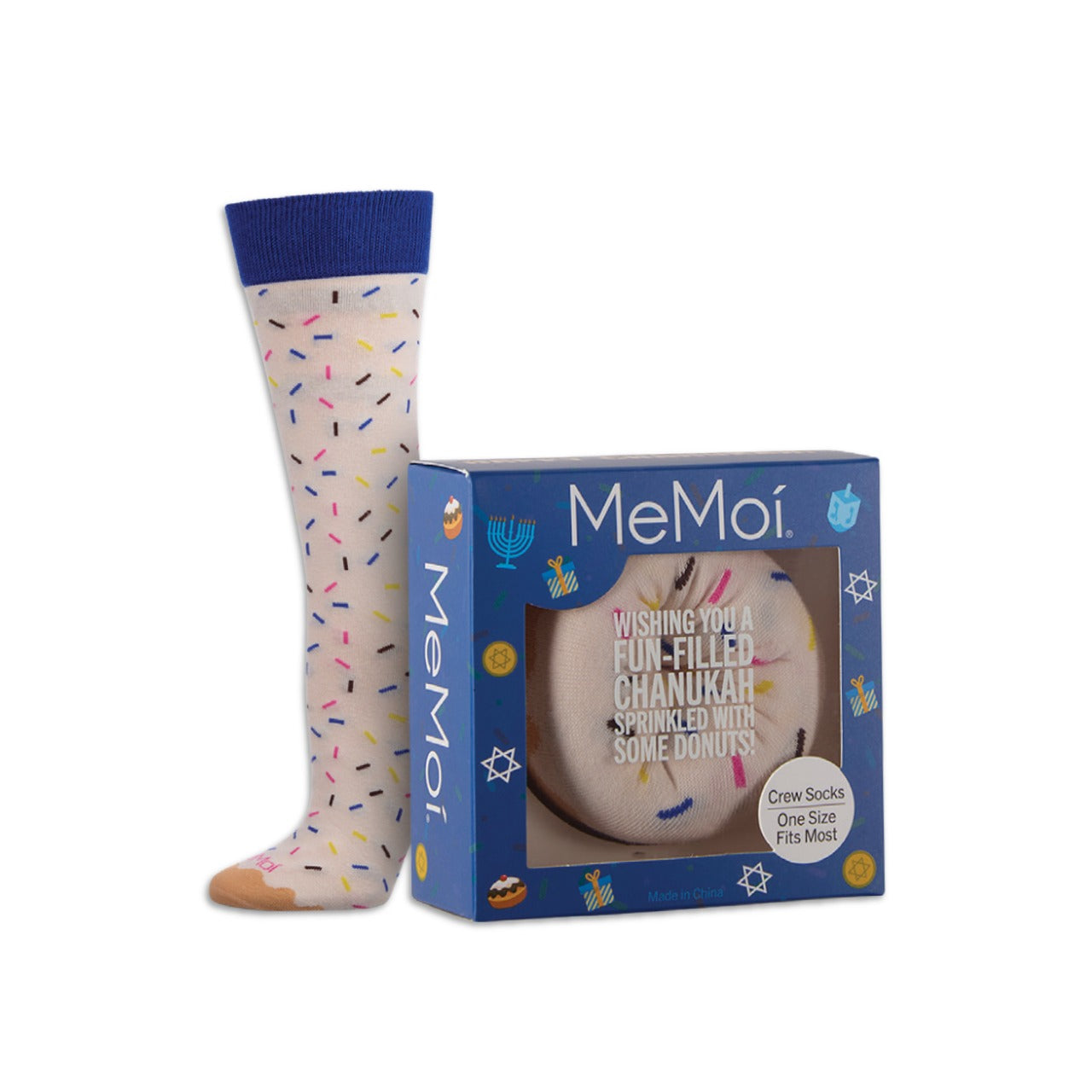 Memoi Chanukah Donut Crew Socks Gift Box - UGV10376