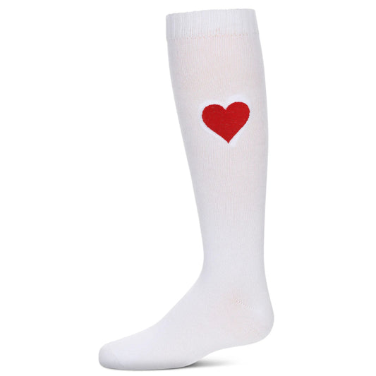 Memoi Girls Fuzzy Heart Knee High Socks