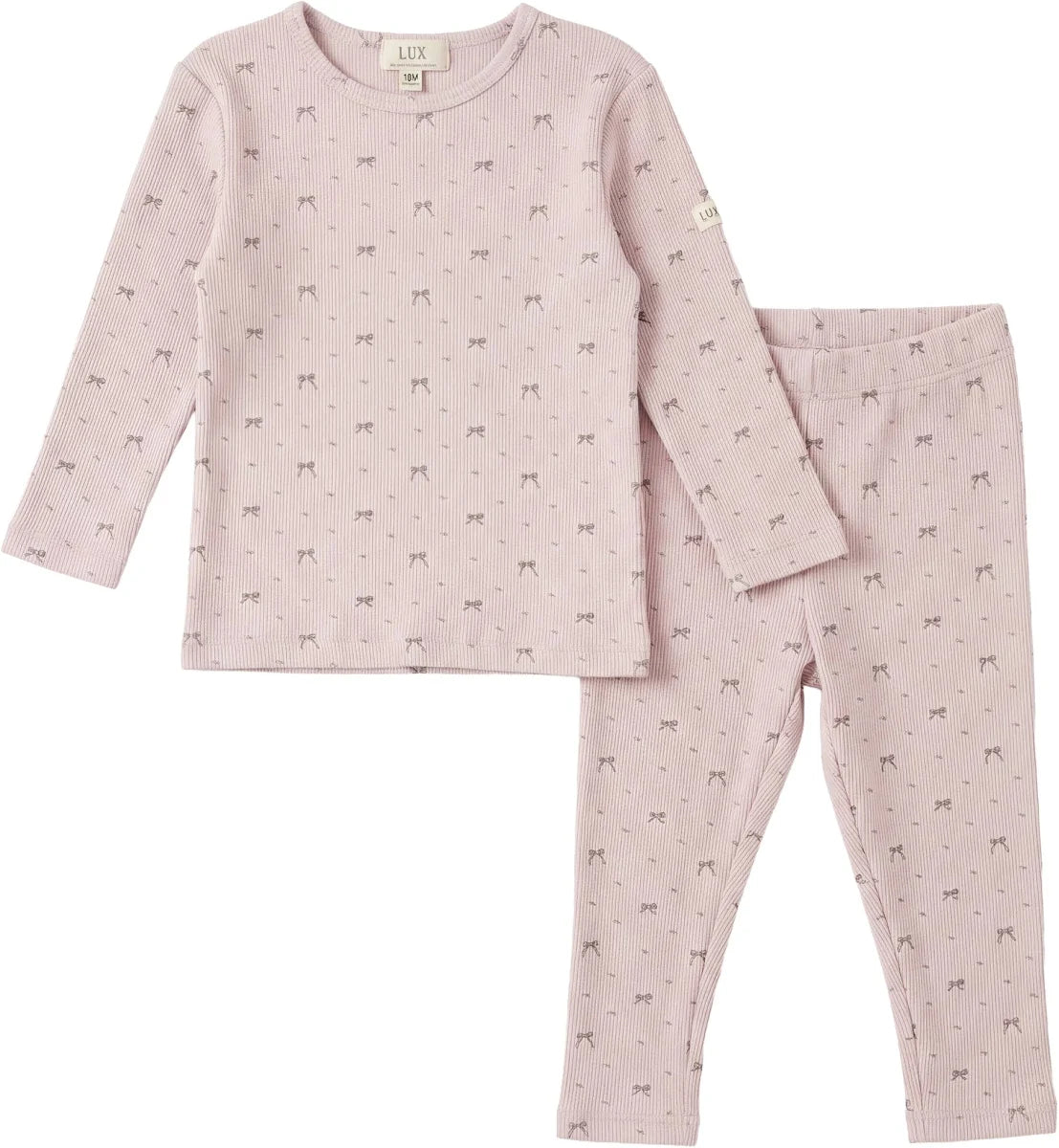 LUX Regular Primrose Cotton Spandex Rib Bear Bow Print 2 Pc