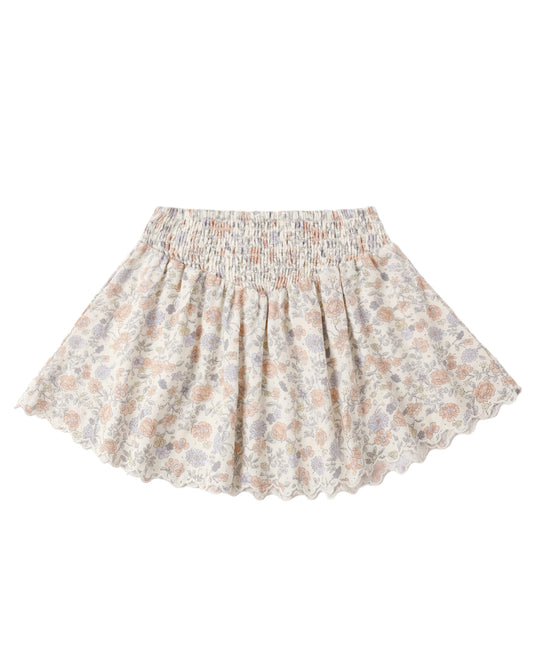 Rylee+Cru Ivory Smocked Bloom Short Skirt